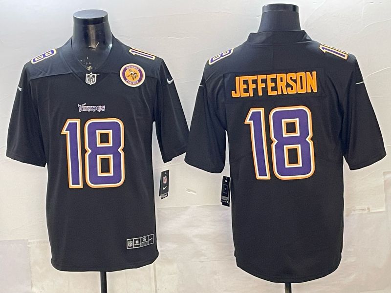 Men 2026 Minnesota Vikings #18 Jefferson Black Nike Limited NFL Jersey style 02